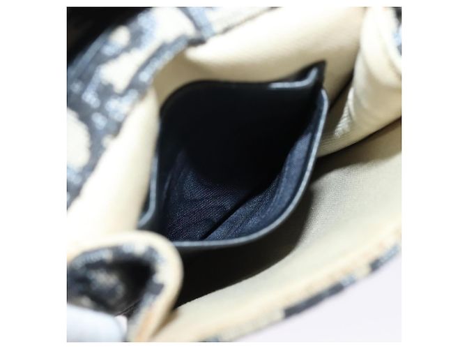 Borsa a spalla in tela Christian Dior Oblique Chain Trotter blu navy Auth MX012 - vista 21