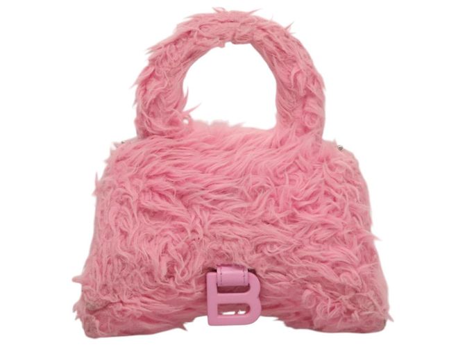 Balenciaga Borsa a mano Hour Glass in lana 2way rosa Auth KD374 - vista 13