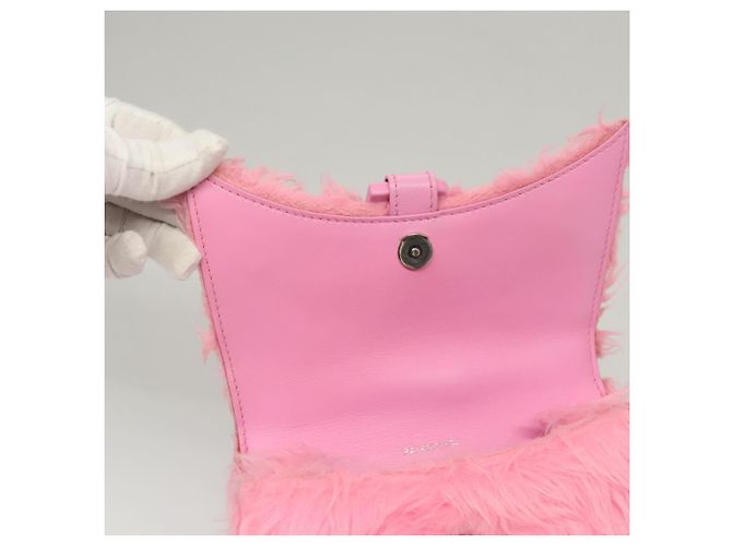 Balenciaga Borsa a mano Hour Glass in lana 2way rosa Auth KD374 - vista 19