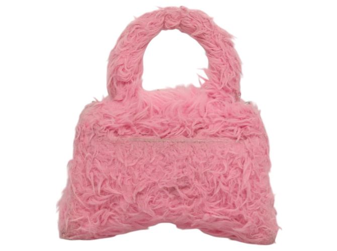Balenciaga Borsa a mano Hour Glass in lana 2way rosa Auth KD374 - vista 2