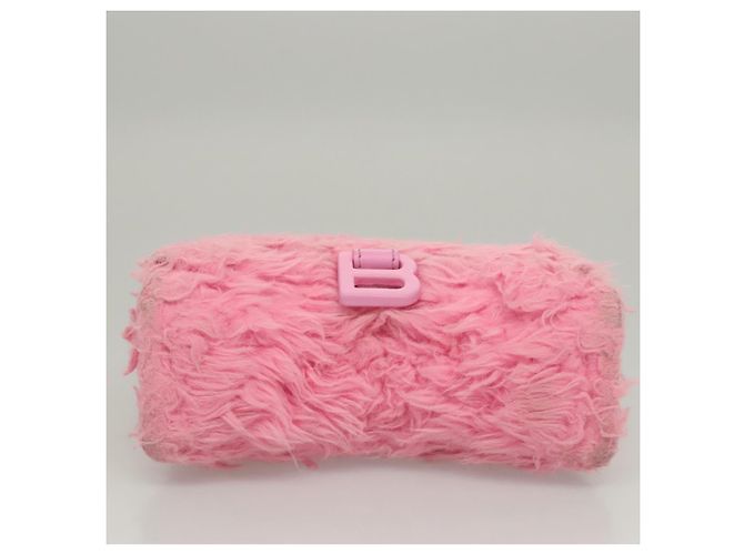 Balenciaga Borsa a mano Hour Glass in lana 2way rosa Auth KD374 - vista 5