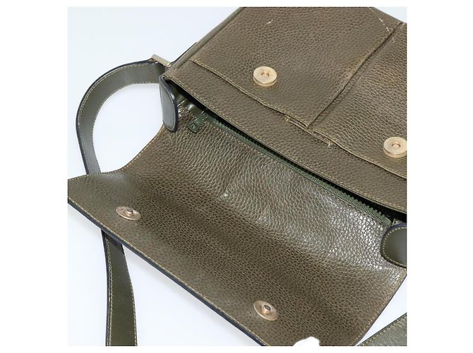 Céline Borsa a Spalla CELINE in Pelle Khaki Oro Auth KD335 D'oro Cachi - vista 10