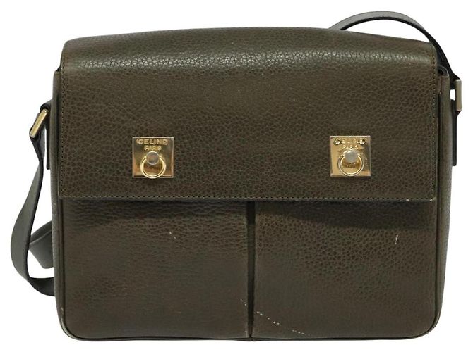 Céline Borsa a Spalla CELINE in Pelle Khaki Oro Auth KD335 D'oro Cachi - vista 13