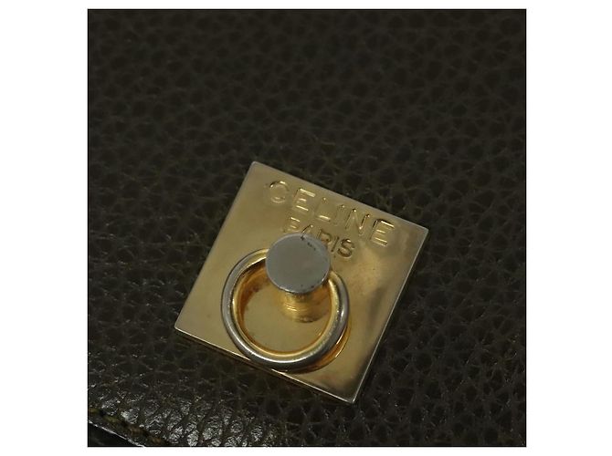 Céline Borsa a Spalla CELINE in Pelle Khaki Oro Auth KD335 D'oro Cachi - vista 18