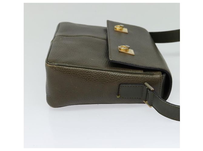 Céline Borsa a Spalla CELINE in Pelle Khaki Oro Auth KD335 D'oro Cachi - vista 4