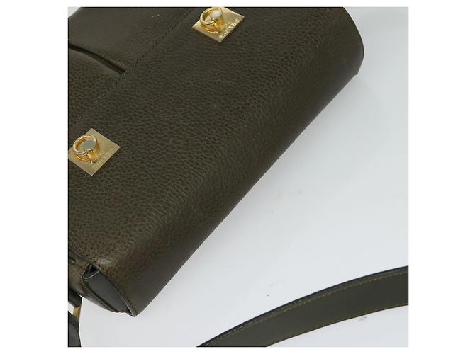 Céline Borsa a Spalla CELINE in Pelle Khaki Oro Auth KD335 D'oro Cachi - vista 6