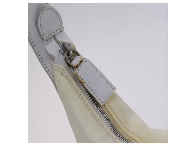 FENDI Schultertasche aus Nylon Leder Beige Weiß Silber Authentisch nb296 - Ansicht 10