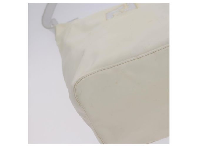 FENDI Schultertasche aus Nylon Leder Beige Weiß Silber Authentisch nb296 - Ansicht 15