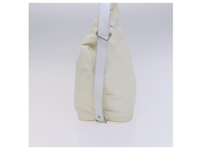 FENDI Schultertasche aus Nylon Leder Beige Weiß Silber Authentisch nb296 - Ansicht 3
