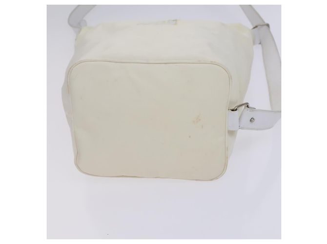 FENDI Schultertasche aus Nylon Leder Beige Weiß Silber Authentisch nb296 - Ansicht 5