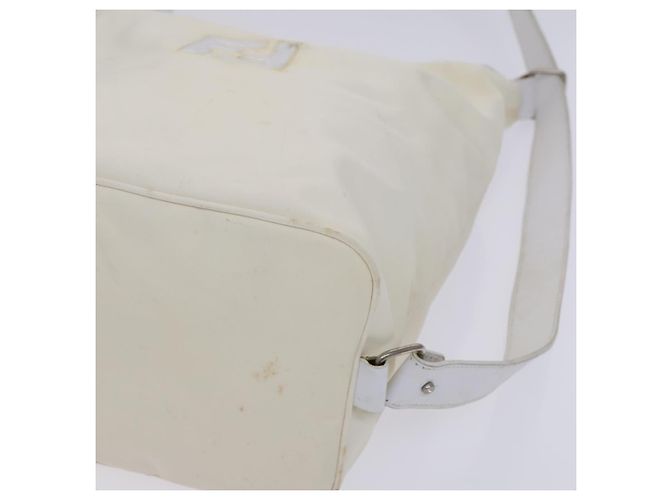FENDI Schultertasche aus Nylon Leder Beige Weiß Silber Authentisch nb296 - Ansicht 8