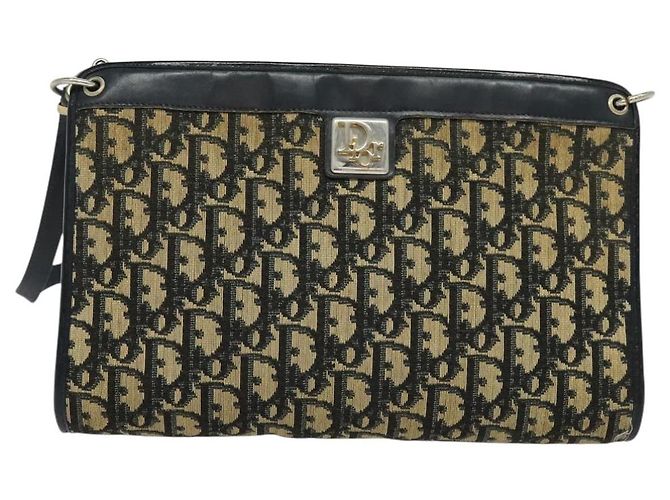 Borsa a spalla in tela Trotter Christian Dior blu navy oro Auth BD1501 D'oro - vista 13