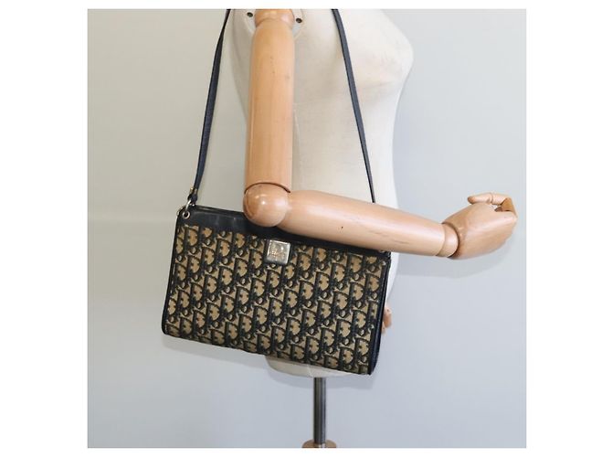 Borsa a spalla in tela Trotter Christian Dior blu navy oro Auth BD1501 D'oro - vista 19
