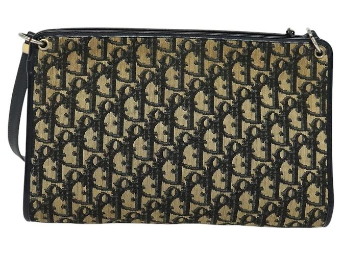Borsa a spalla in tela Trotter Christian Dior blu navy oro Auth BD1501 D'oro - vista 2