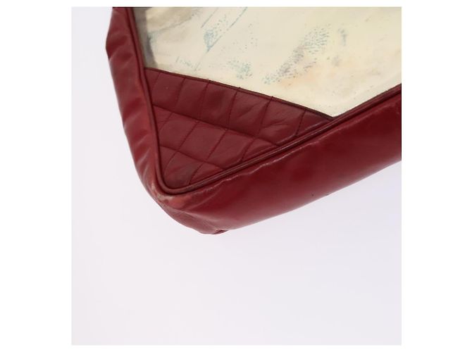 CHANEL Borsa a Spalla Matelassé Catena Vinile Rosso CC Auth MX212 - vista 14