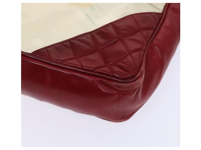 CHANEL Borsa a Spalla Matelassé Catena Vinile Rosso CC Auth MX212 - vista 15