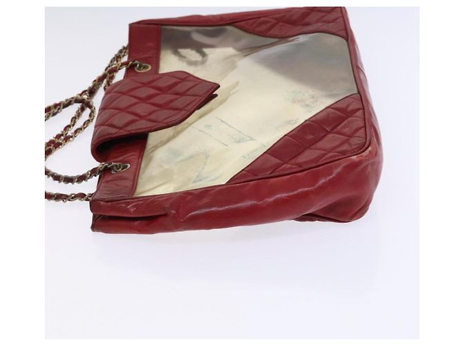 CHANEL Borsa a Spalla Matelassé Catena Vinile Rosso CC Auth MX212 - vista 4