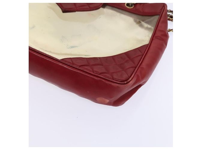 CHANEL Borsa a Spalla Matelassé Catena Vinile Rosso CC Auth MX212 - vista 9
