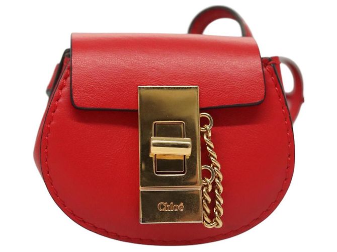 Chloé Funda para Airpods Chloe de cuero rojo y dorado Auth KD394 - vista 13