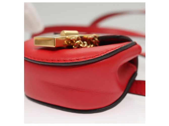 Chloé Funda para Airpods Chloe de cuero rojo y dorado Auth KD394 - vista 16
