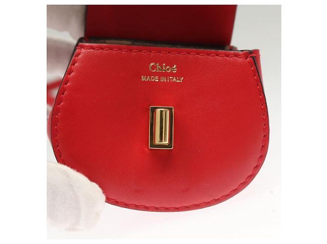 Chloé Funda para Airpods Chloe de cuero rojo y dorado Auth KD394 - vista 19