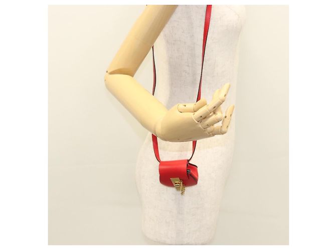Chloé Funda para Airpods Chloe de cuero rojo y dorado Auth KD394 - vista 21