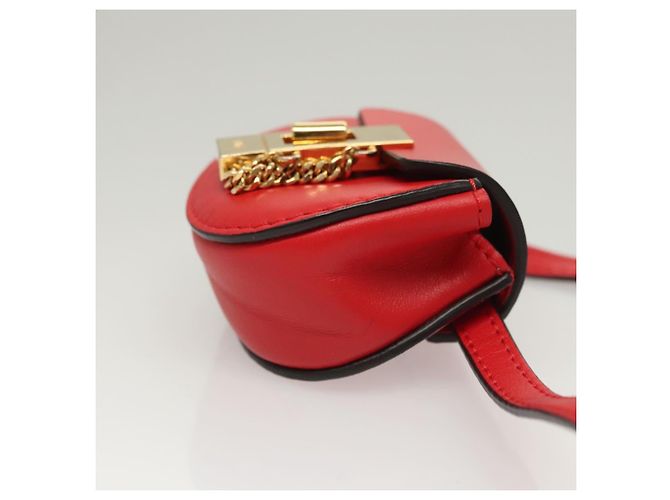 Chloé Funda para Airpods Chloe de cuero rojo y dorado Auth KD394 - vista 3