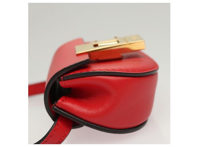 Chloé Funda para Airpods Chloe de cuero rojo y dorado Auth KD394 - vista 4