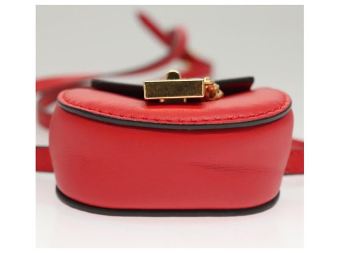 Chloé Funda para Airpods Chloe de cuero rojo y dorado Auth KD394 - vista 5
