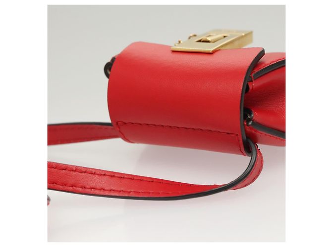 Chloé Funda para Airpods Chloe de cuero rojo y dorado Auth KD394 - vista 6