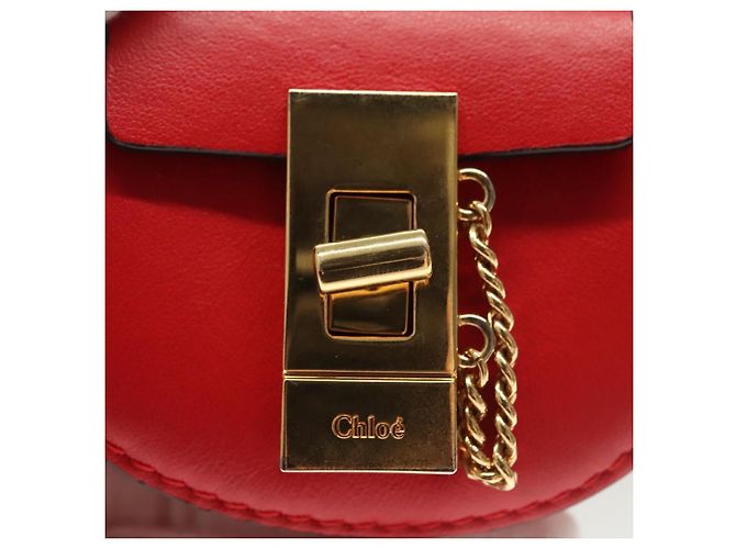 Chloé Funda para Airpods Chloe de cuero rojo y dorado Auth KD394 - vista 8