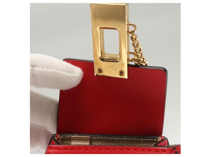 Chloé Funda para Airpods Chloe de cuero rojo y dorado Auth KD394 - vista 9