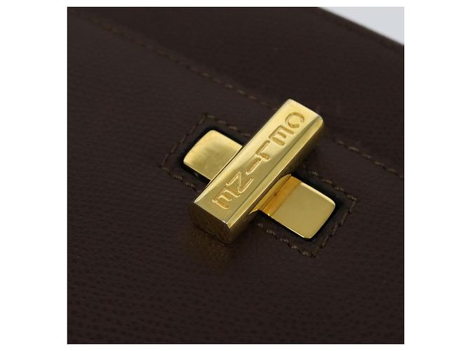 Céline Borsa a Spalla CELINE in Pelle Marrone Dorata Auth KD269 D'oro - vista 17