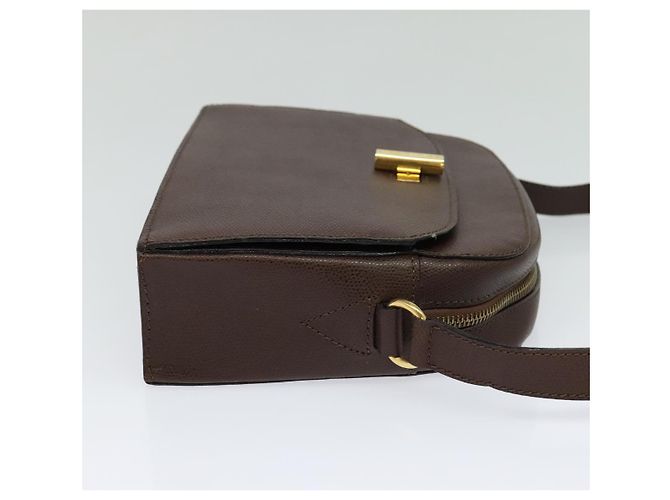 Céline Borsa a Spalla CELINE in Pelle Marrone Dorata Auth KD269 D'oro - vista 4