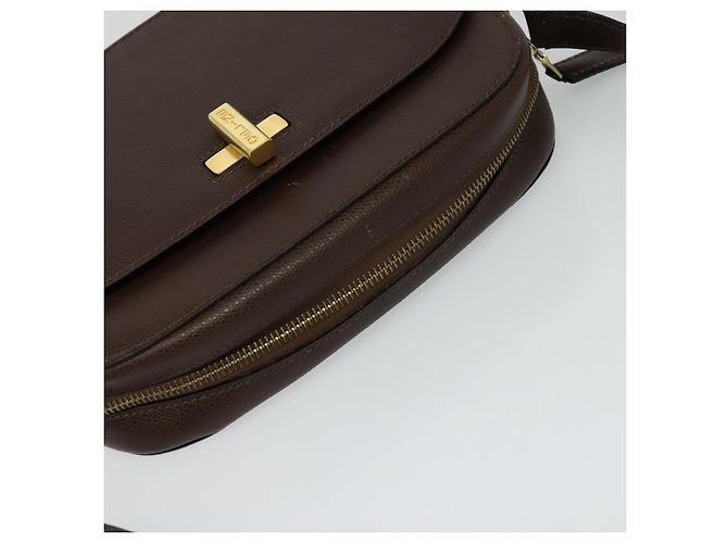 Céline Borsa a Spalla CELINE in Pelle Marrone Dorata Auth KD269 D'oro - vista 6