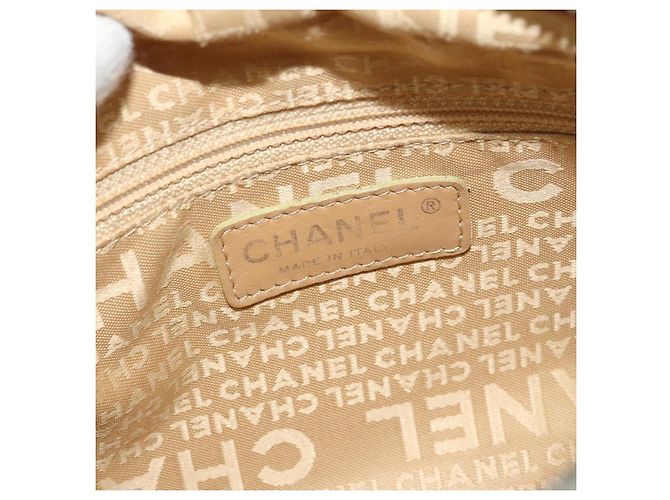 Borsa a spalla CHANEL in tela rosa beige argento CC Auth BD1533 - vista 18