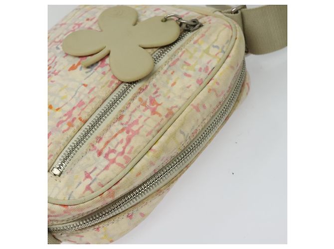 Borsa a spalla CHANEL in tela rosa beige argento CC Auth BD1533 - vista 6