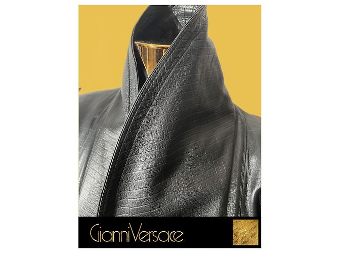 Gianni Versace Lederjacke, Versace 1980er, alles original Schwarz - Ansicht 10