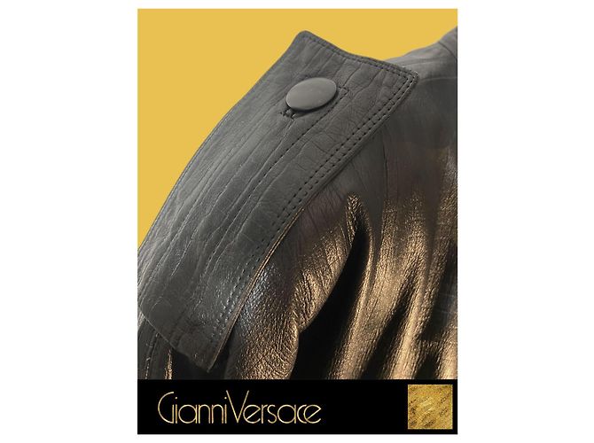 Gianni Versace Lederjacke, Versace 1980er, alles original Schwarz - Ansicht 11