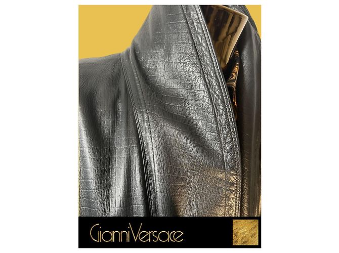Gianni Versace Lederjacke, Versace 1980er, alles original Schwarz - Ansicht 12