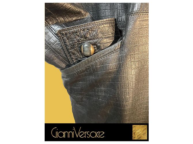 Gianni Versace Lederjacke, Versace 1980er, alles original Schwarz - Ansicht 9