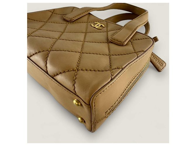 Borsa a mano Chanel con cucitura selvaggia beige - vista 10