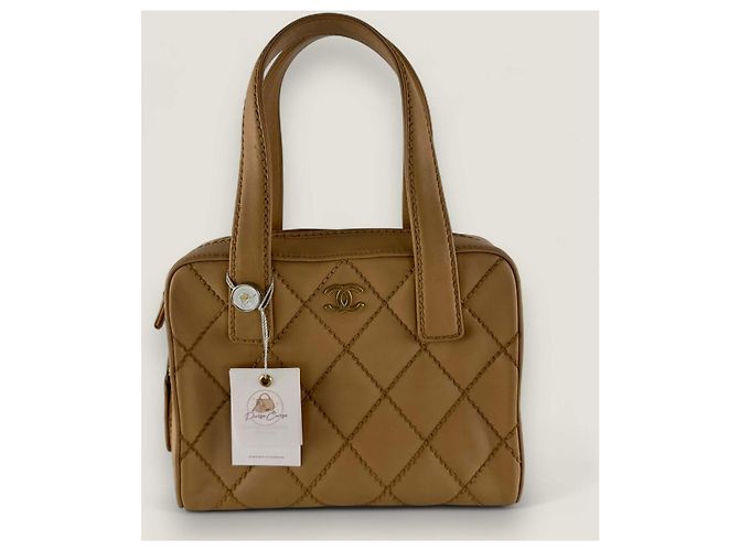 Borsa a mano Chanel con cucitura selvaggia beige - vista 4