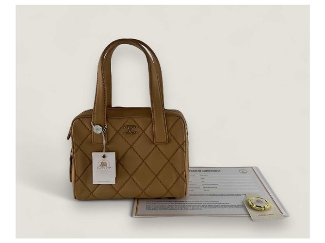 Borsa a mano Chanel con cucitura selvaggia beige - vista 5