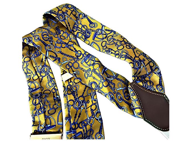 Bretelle in seta Horsebit Gucci Tom Ford autentiche Giallo - vista 4