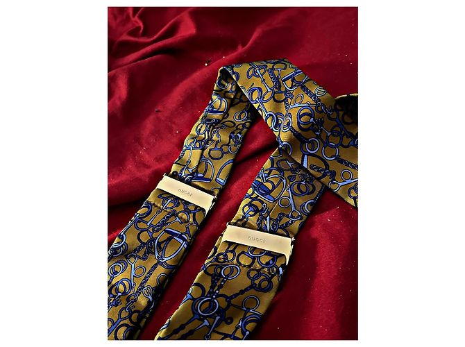 Bretelle in seta Horsebit Gucci Tom Ford autentiche Giallo - vista 8