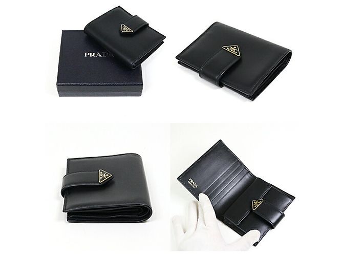 Billetera bi-fold Prada City Calf Tab Negro - vista 2