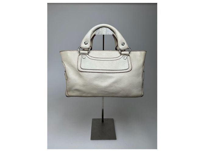 Céline Vintage Celine Paris Leder Tasche weiß - Ansicht 2