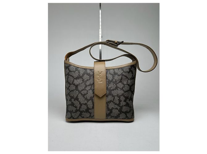 Vintage Yves Saint Laurent Leder Schultertasche Grau - Ansicht 12