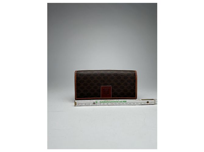 Céline Vintage Celine monogram Leather Wallet Brown - view 12